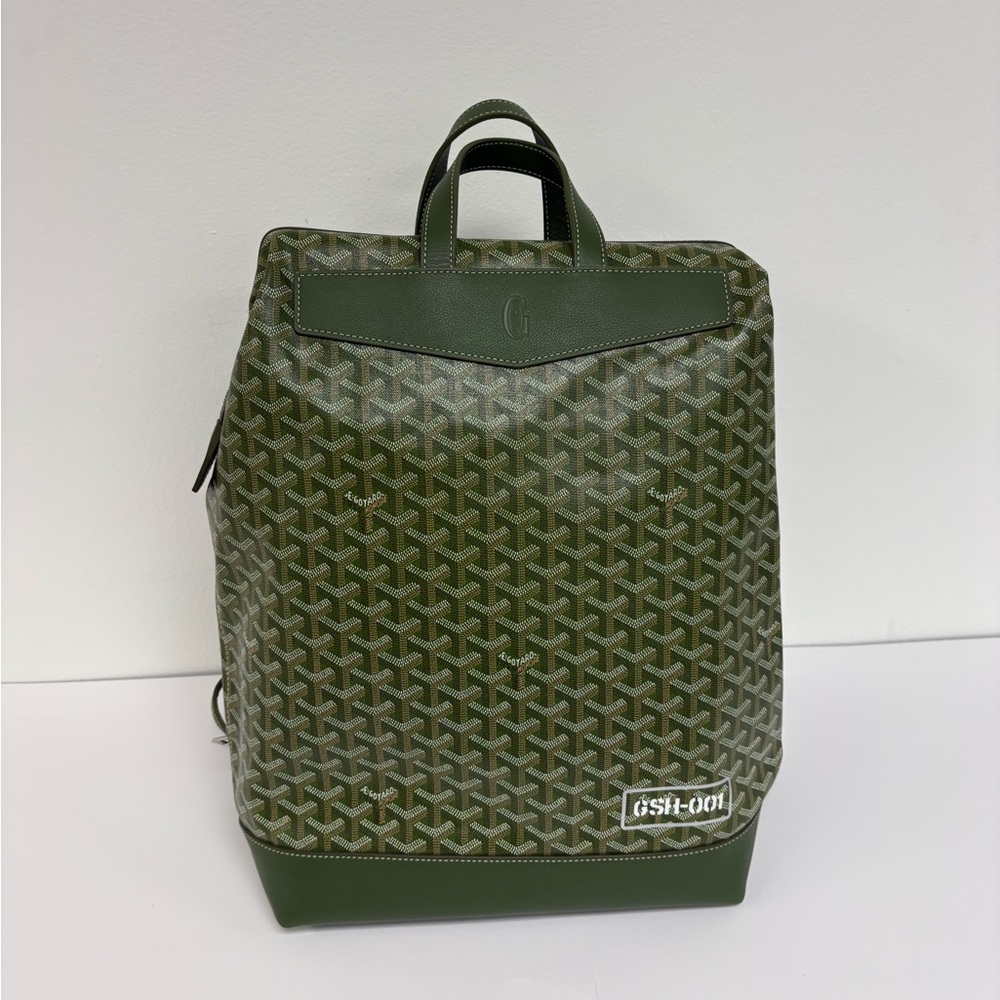Goyard Olive Green Patterned Backpack